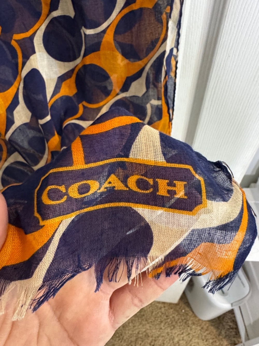 Coach Orange, Navy & Cream Scarf - Picture 2 of 3